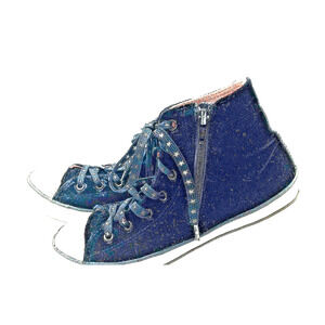 Converse Chuck Taylor All Star HI-Top Sneakers Kids Size 5 Black Glitter Shoes